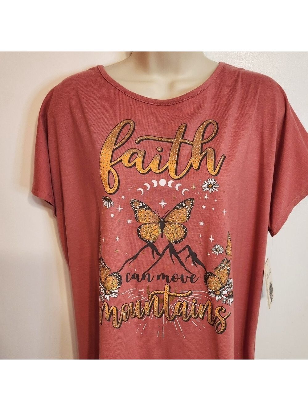 Joei & I Pink Butterfly Christian Graphic T-Shirt 2XL - Picture 2 of 8